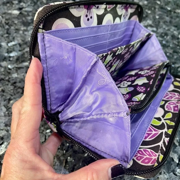 Vera Bradley Purple Floral Nightingale Zip Accordion 8 inch Wallet - Picture 6 of 11